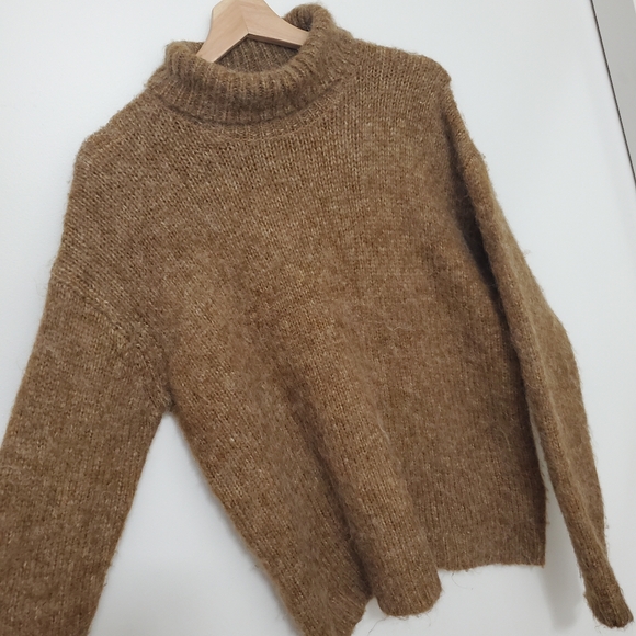 Kaffe Medium Wool Mix Sweater Kasarla Roll Neck Pullover Brown Knit Turtleneck - Picture 9 of 15